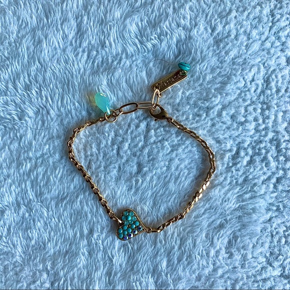 Mariana Jewelry - Gold Mariana Bracelet w/ Teal Jewel Heart & Accent